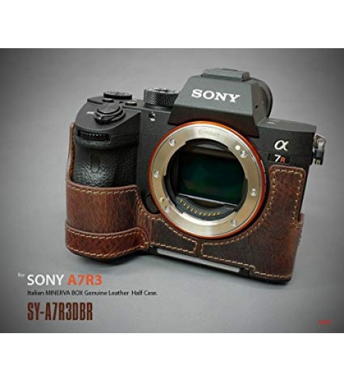 Leather Metal Grip Half Case SY-A7R3DBR for Sony A7R Mark III